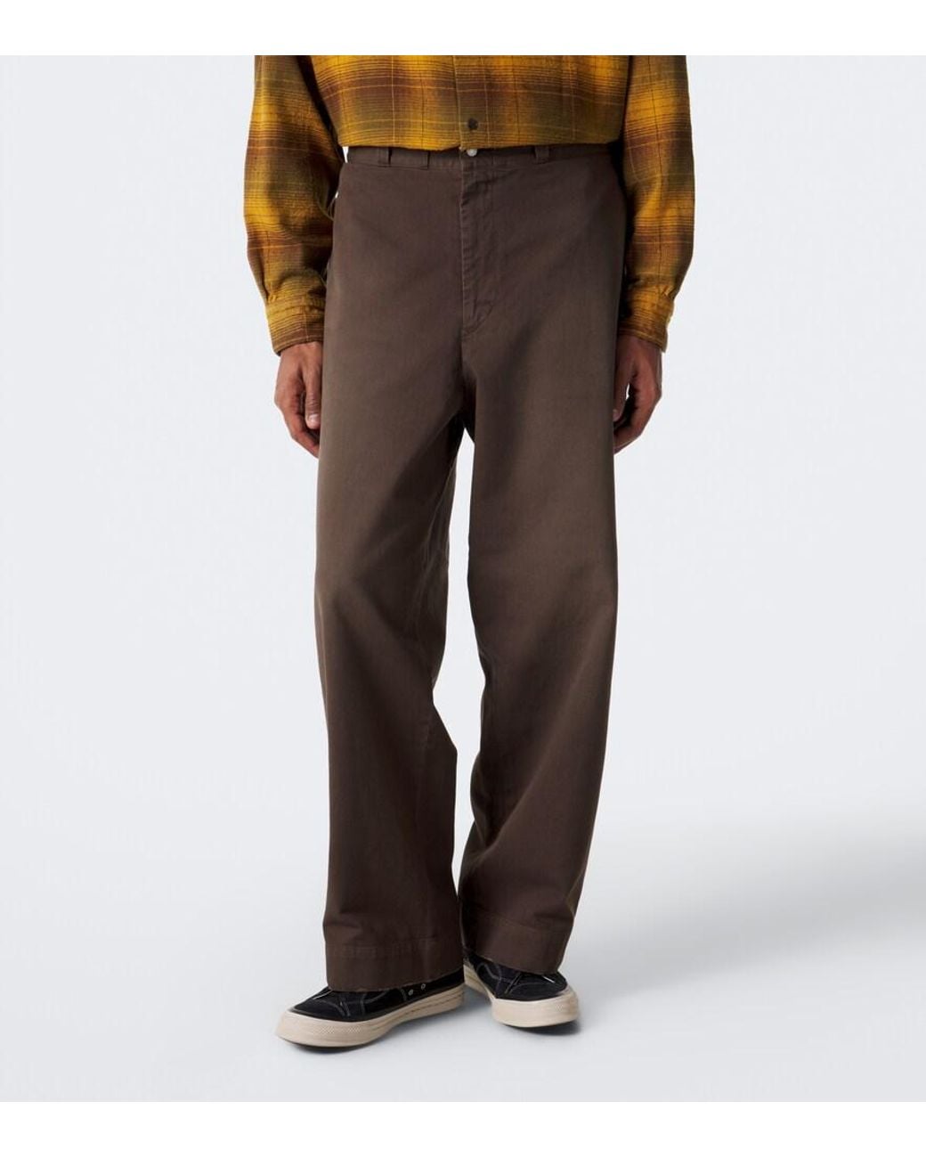 A.PRESSE Brown Cotton Twill Wide-Leg Pants for men