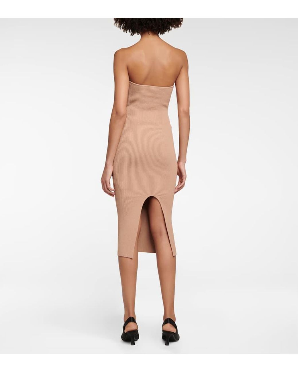 Khaite Natural Rumer Ribbed Midi Dress