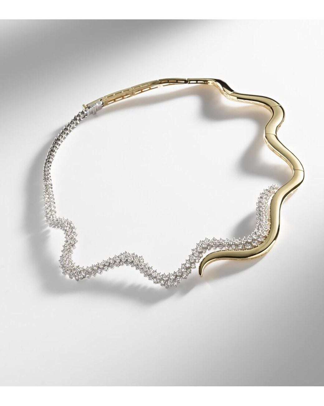 YEPREM Metallic Golden Strada 18Kt And Necklace With Diamonds