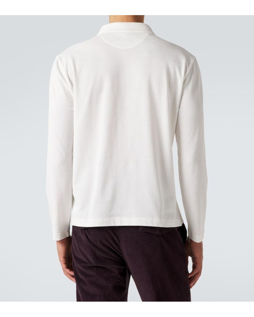 Eleventy White Cotton Pique Polo Shirt for men