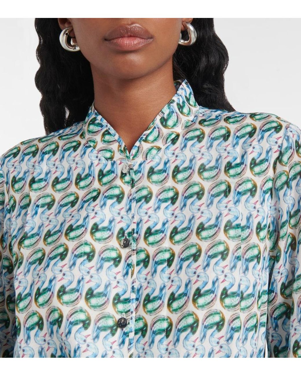 Tory Burch Green Printed Shirtdress