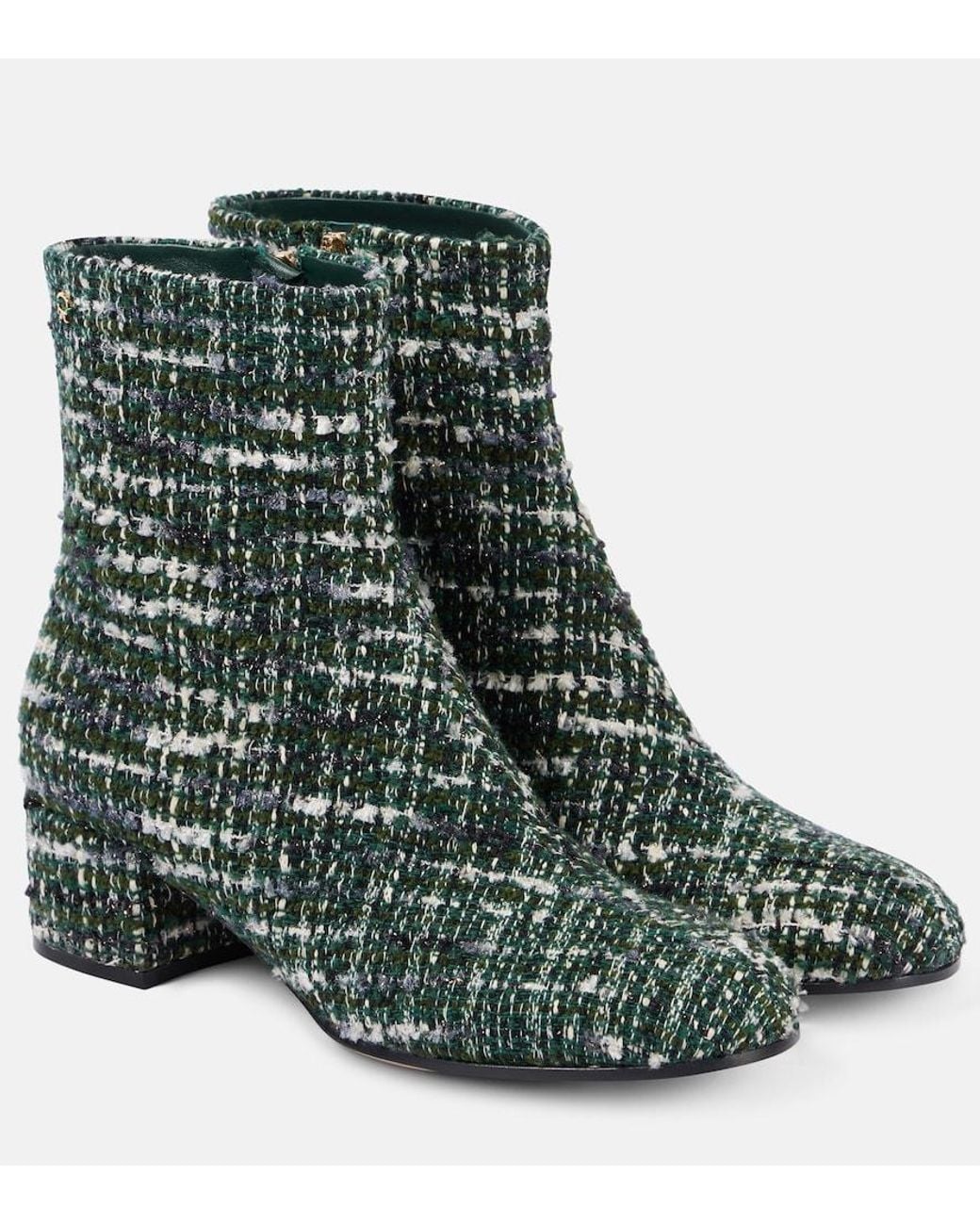 Gianvito Rossi Green Joelle 45 Boucle Tweed Ankle Boots