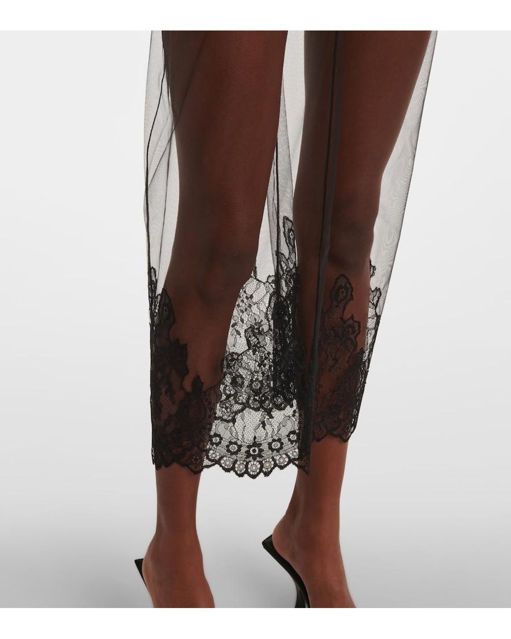 The Attico Black Sheer Lace Bodysuit