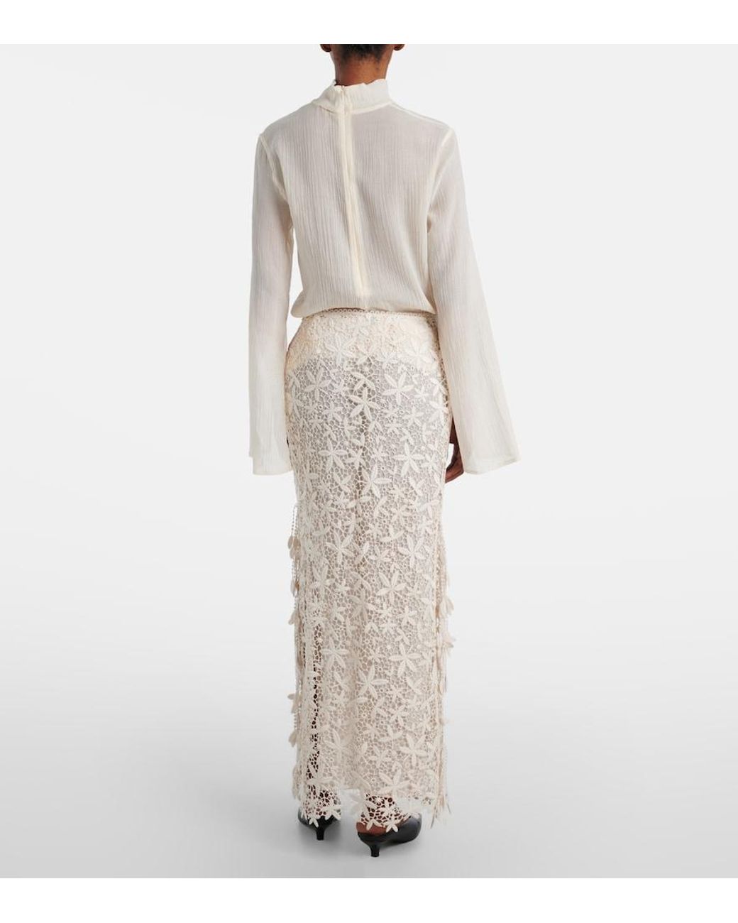 Totême White Low-Rise Maxi Skirt