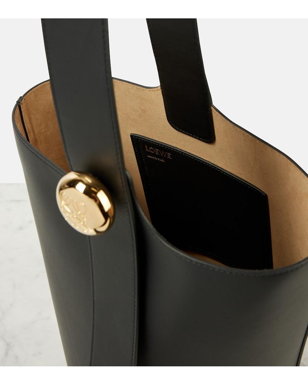 Loewe Black Medium Pebble Bucket Bag