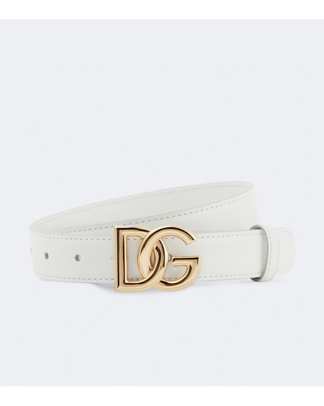 Dolce & Gabbana White Dg Leather Belt