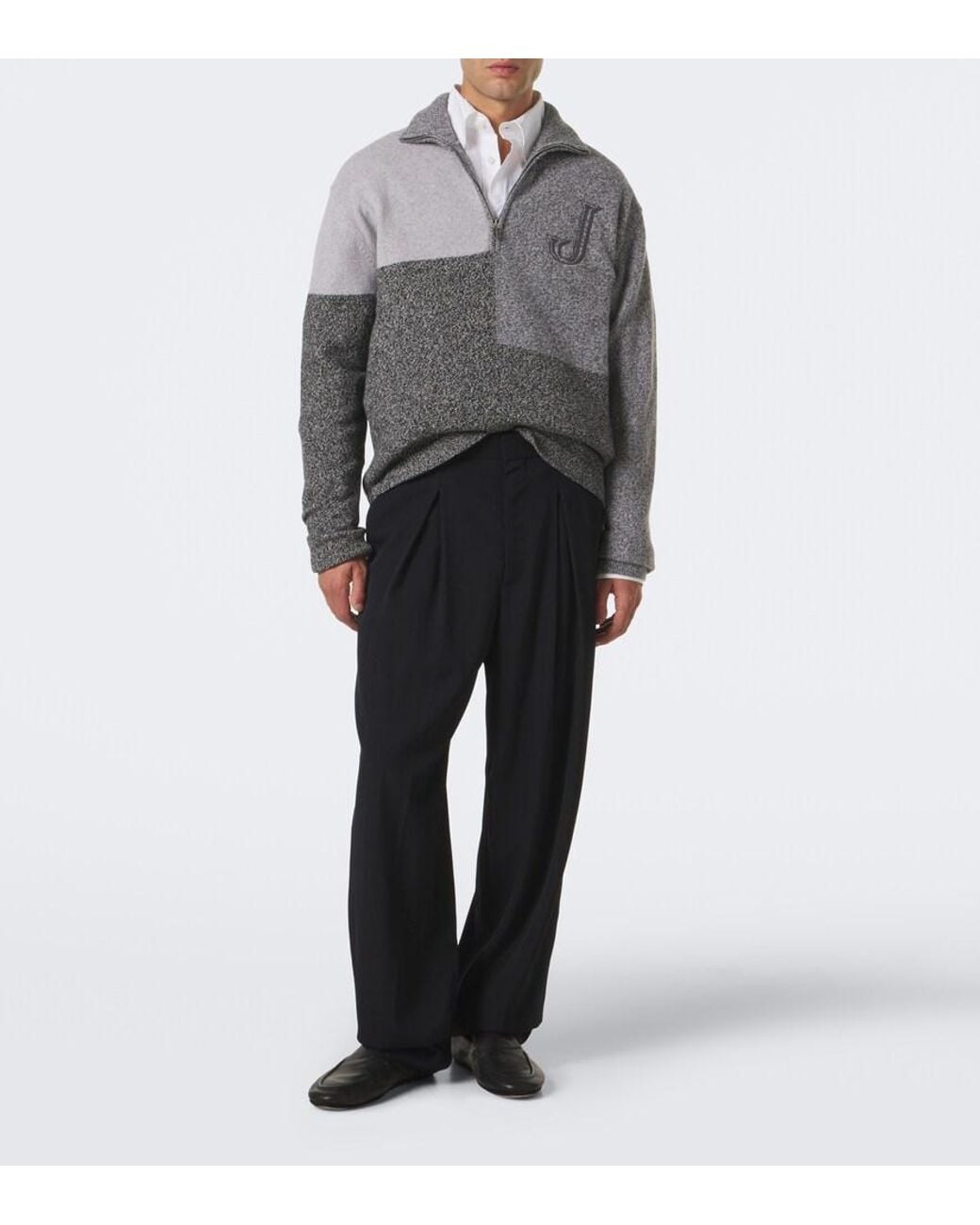 Jacquemus Gray Orlando Wool And Cashmere Half-Zip Sweater for men