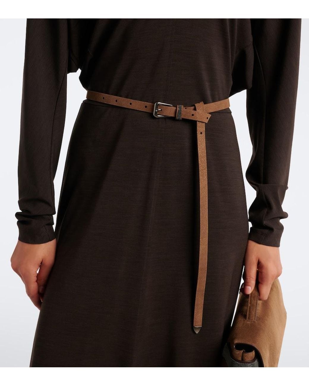 Brunello Cucinelli Brown Monili Leather Belt