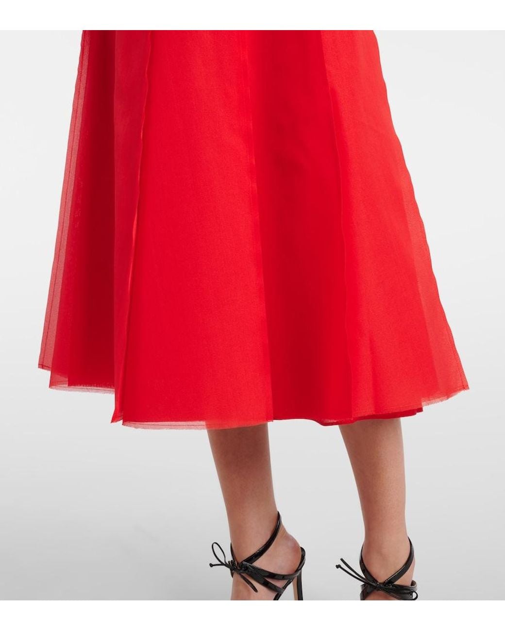 Altuzarra Red Silk Organza Midi Skirt