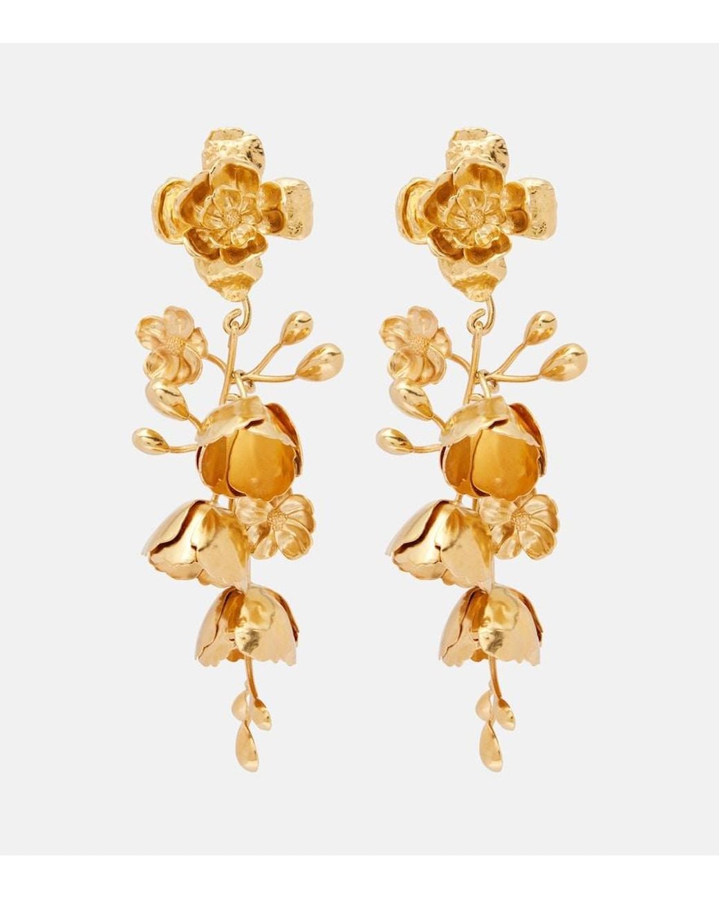 Chloé Metallic Bouquet Floral Drop Earrings