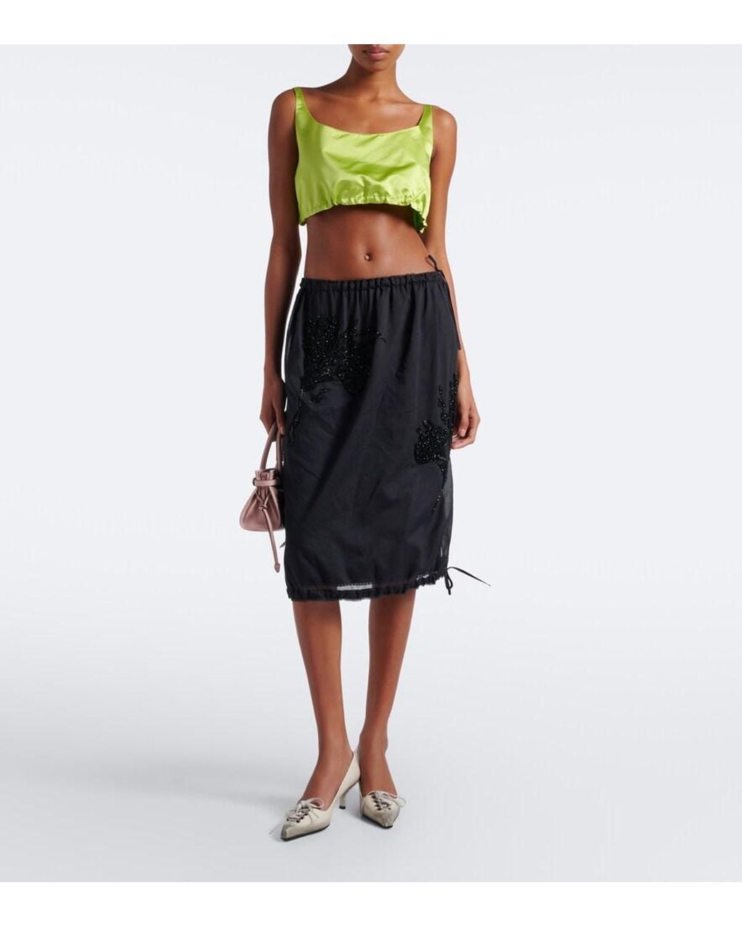 Prada Black Embellished Midi Skirt