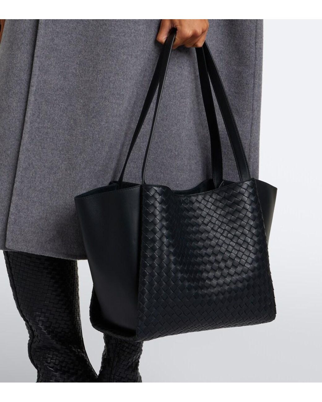 Bottega Veneta Black Corso Intrecciato Leather Tote Bag