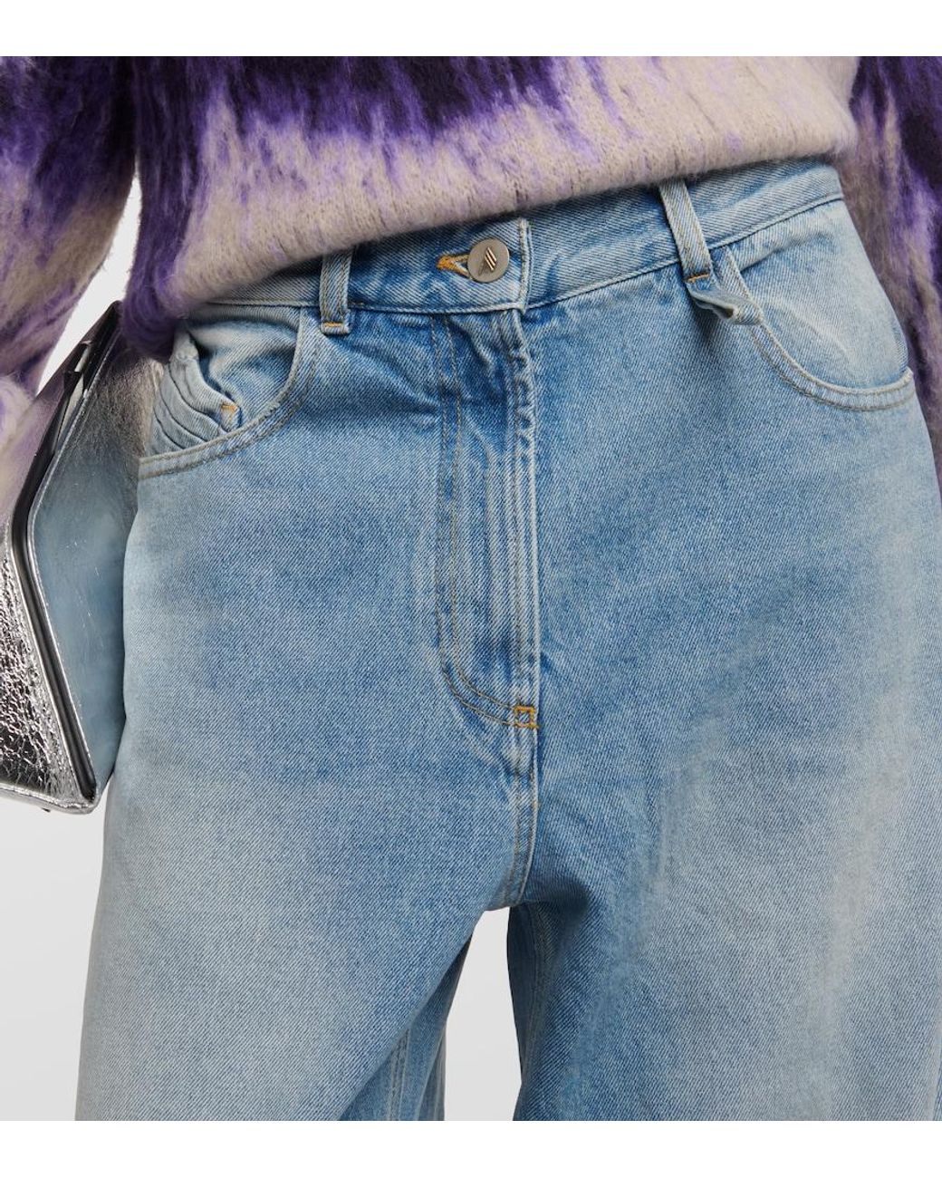 The Attico Blue Low-Rise Wide-Leg Jeans