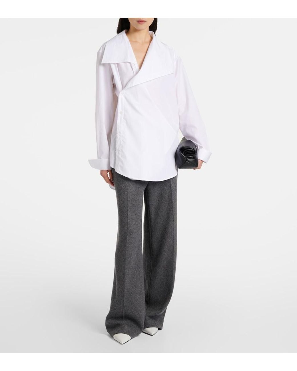 Proenza Schouler Gray Mid-Rise Wide-Leg Pants