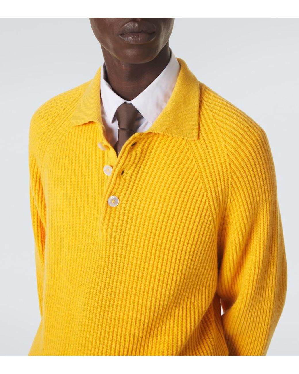 Umit Benan Yellow Diana Cashmere Polo Sweater for men