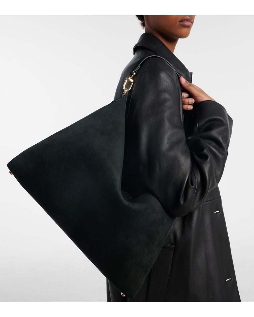 Totême Black Suede Tote Bag