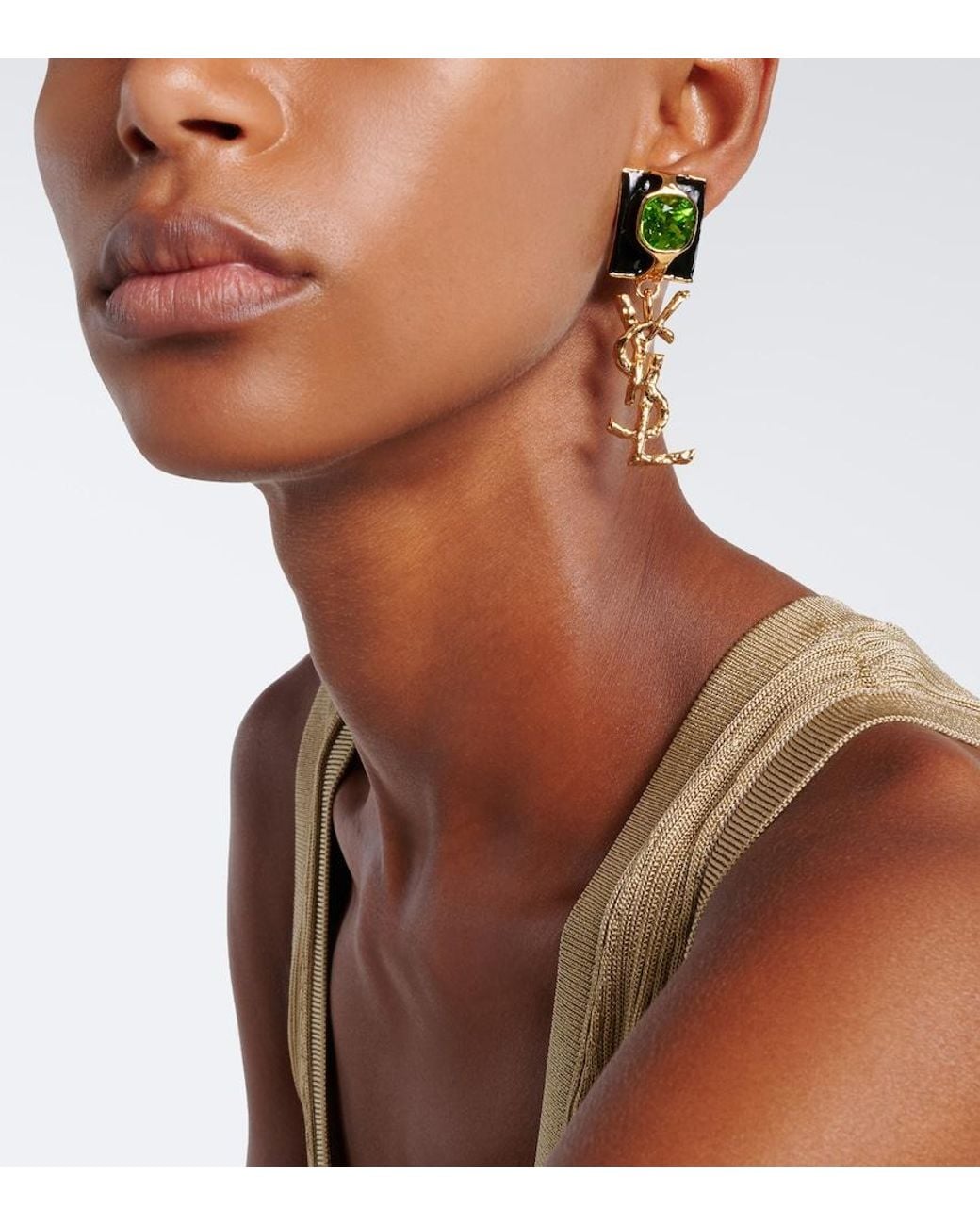 Saint Laurent White Cassandre Clip-On Earrings