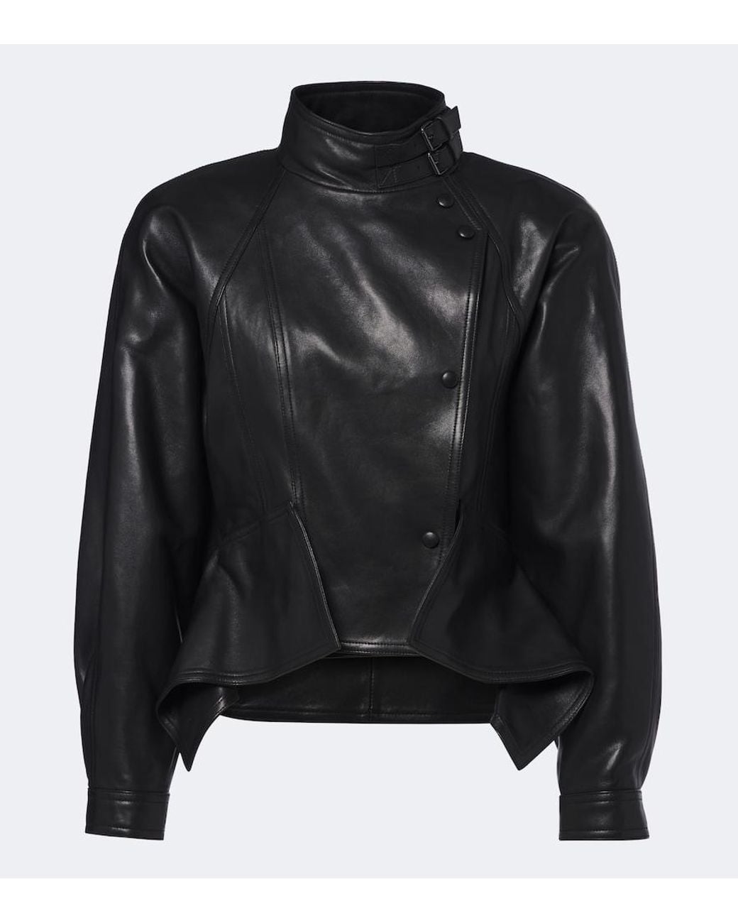 Balmain Black Asymmetric Leather Jacket