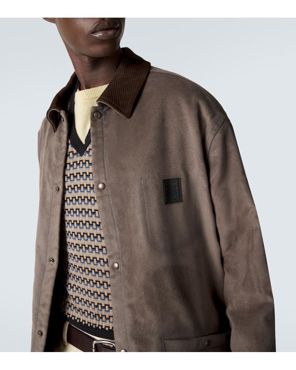Loewe Brown Suede-Trimmed Jacket for men
