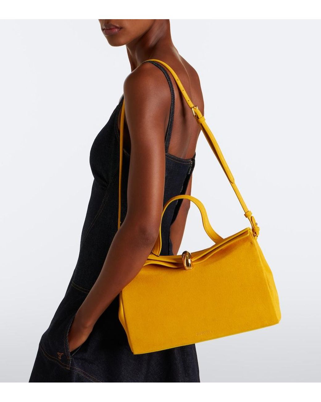 Jacquemus Yellow Valerie Suede Top-Handle Bag