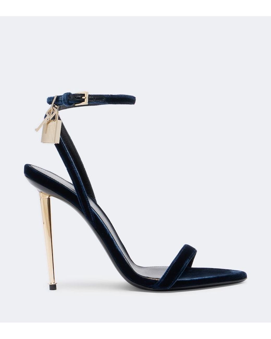 Tom Ford Blue Padlock Velvet Sandals