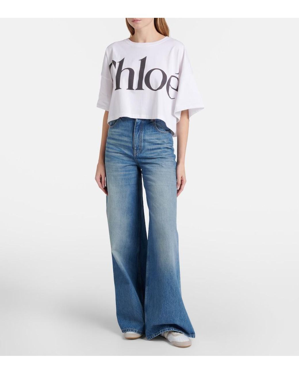 Chloé White Kick Suede-Trimmed Sneakers
