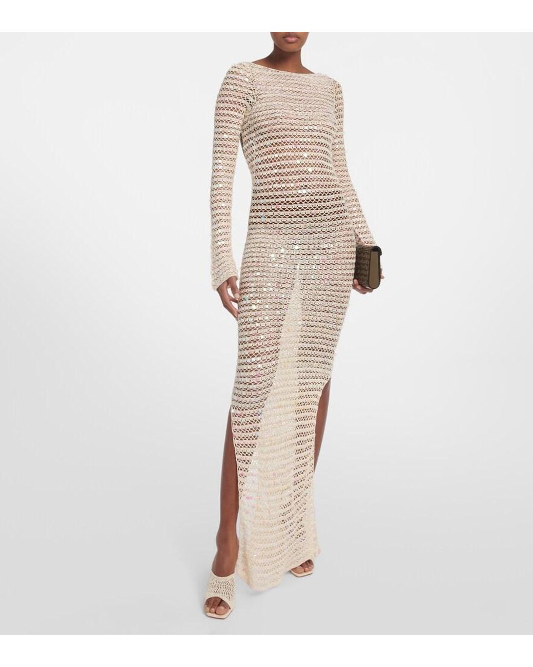 AYA MUSE White Sequined Maxi Dress