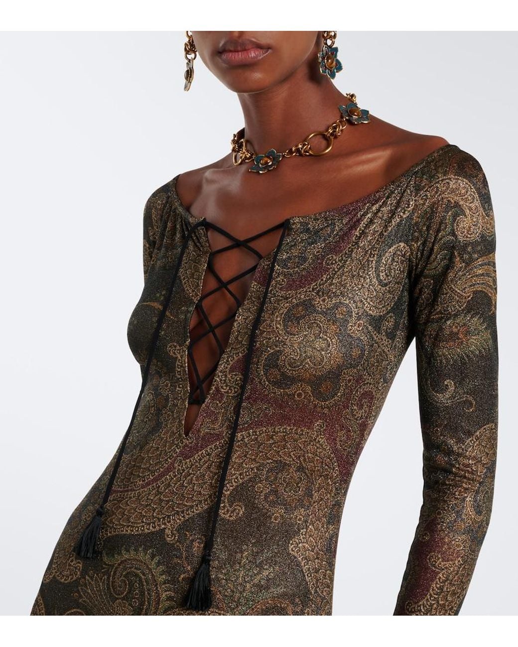 Etro Natural Paisley Jersey Gown