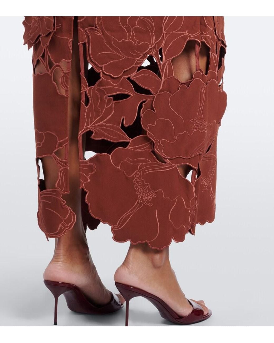 LEO LIN Red Rayna Floral-Applique Bustier Dress