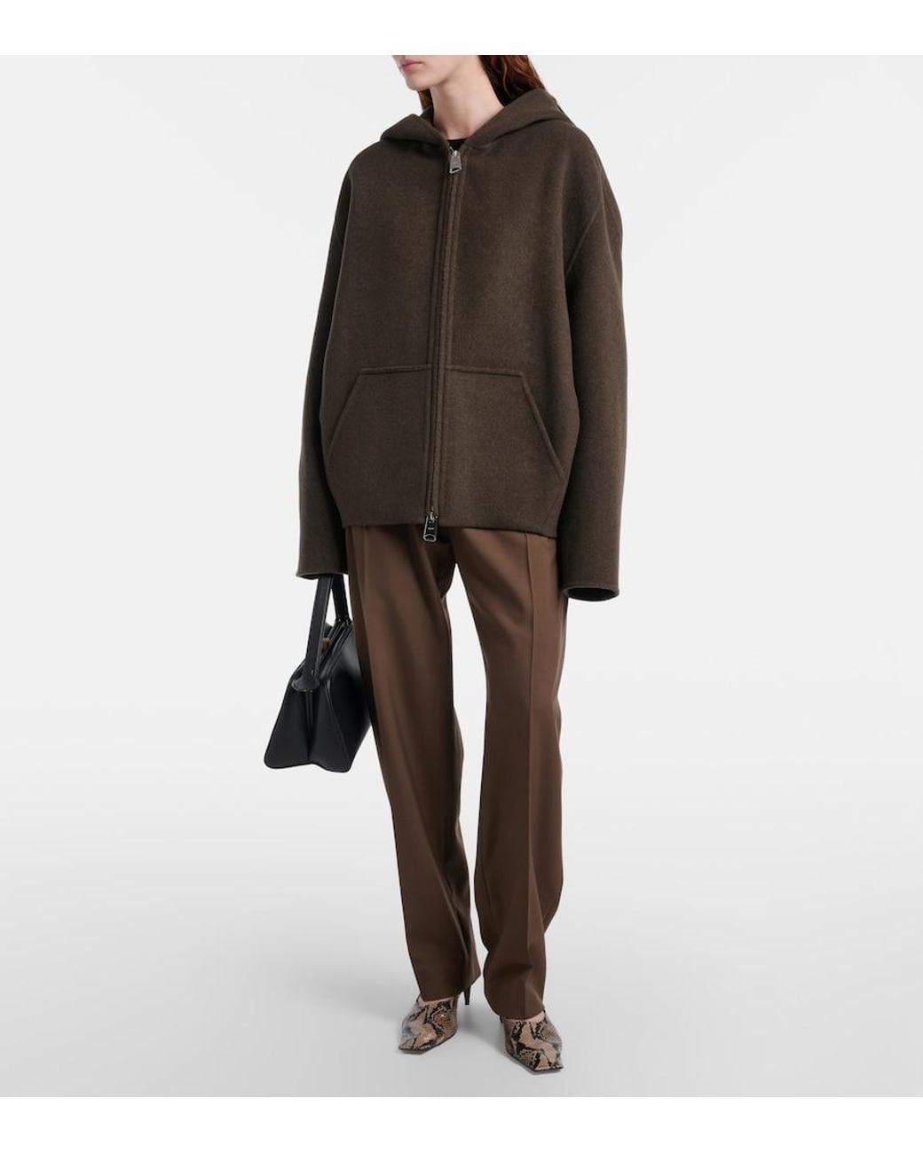 Khaite Brown Dolem Hooded Oversized Wool Jacket