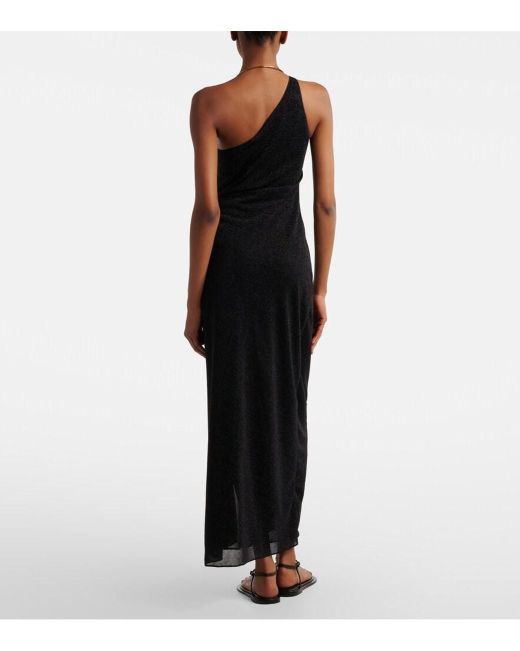 Oseree Black Lumiere Gathered Maxi Dress