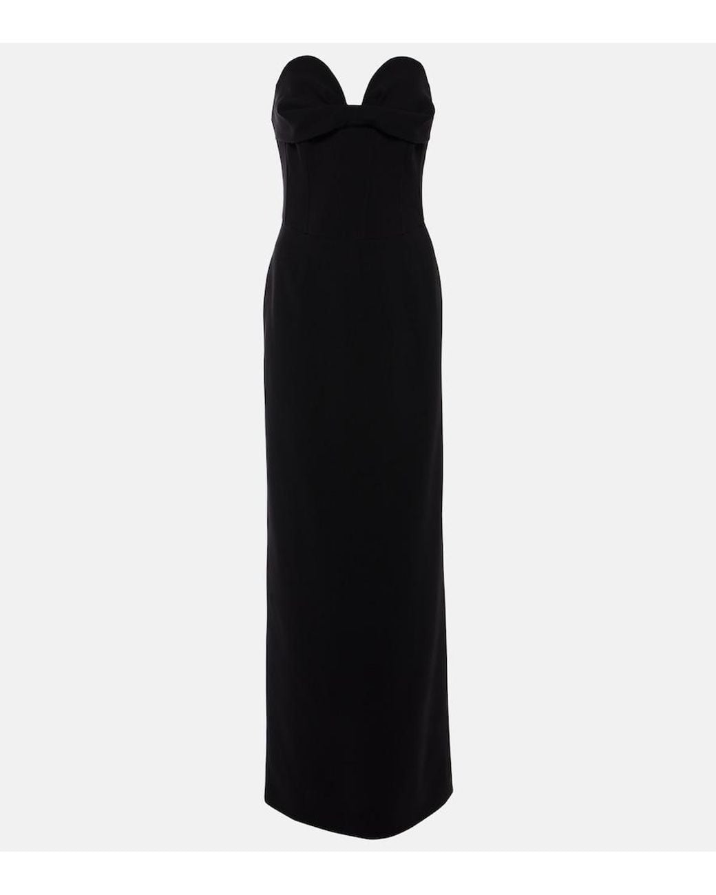 Magda Butrym Black Draped Wool-Blend Bustier Gown