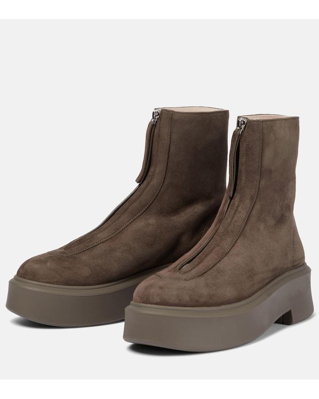 The Row Brown Zipped Boot 1 Suede Boots