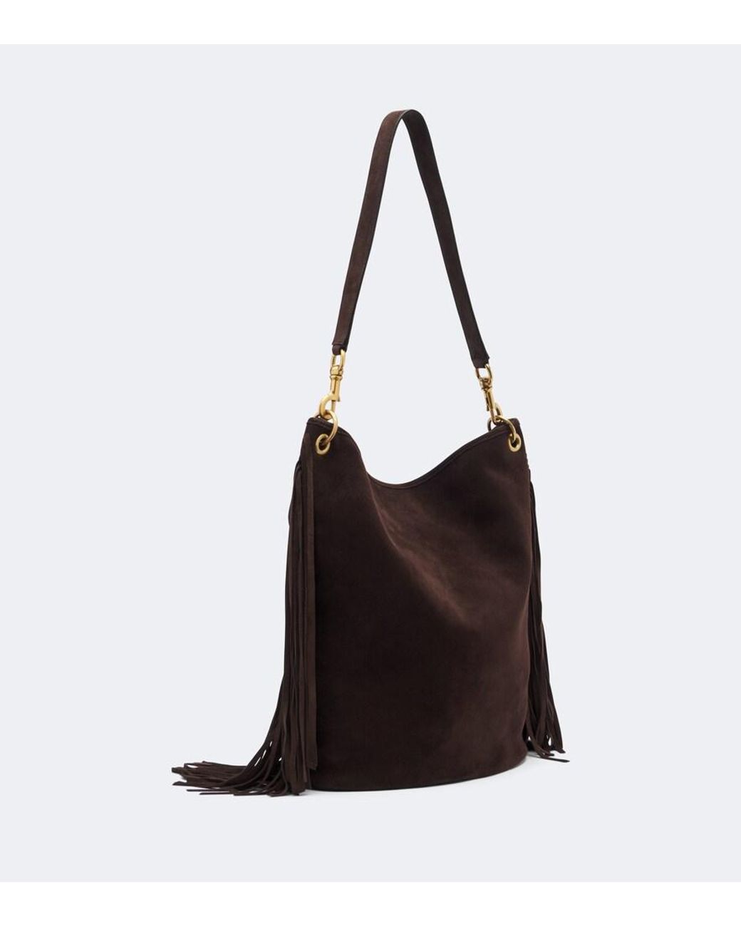 Nili Lotan Black Asher Fringed Suede Shoulder Bag