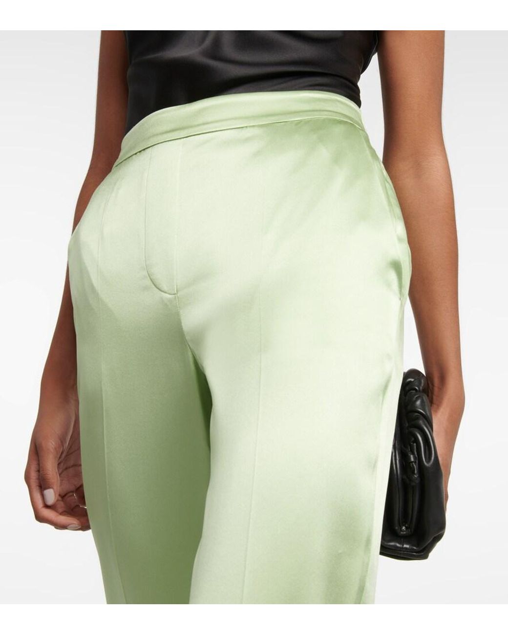 Pantalon Droit Tova En Satin De Soie Joseph en coloris Green