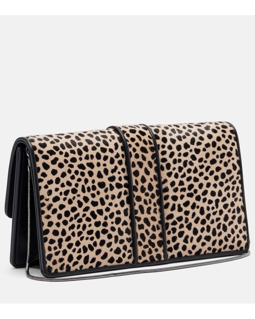 Manolo Blahnik Black Capri Embellished Calf Hair Clutch