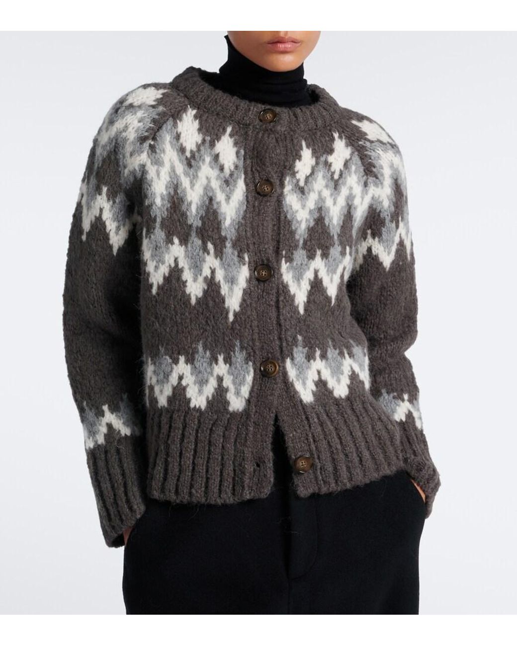 Veronica Beard Black Christina Fair Isle Cardigan