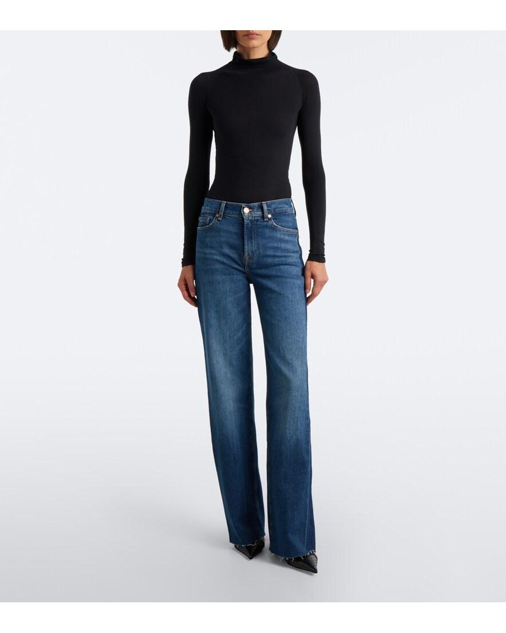 7 For All Mankind Blue Lotta Wide-Leg Jeans