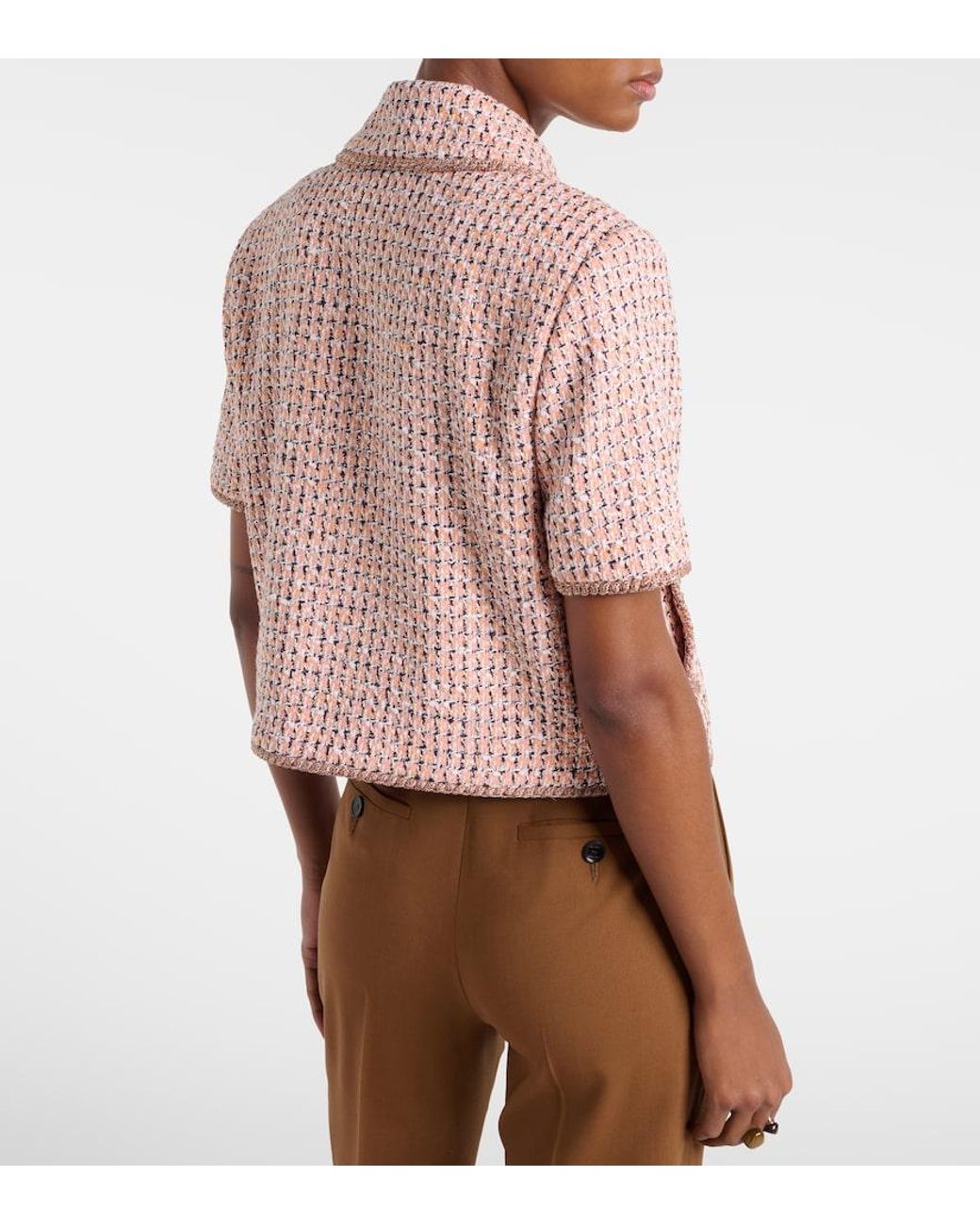 Etro Pink Cropped Tweed Jacket