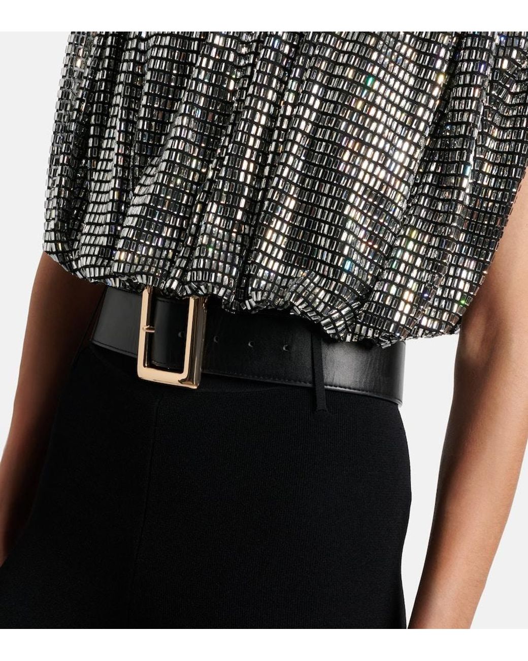 Self-Portrait Black Draped Embellished Top