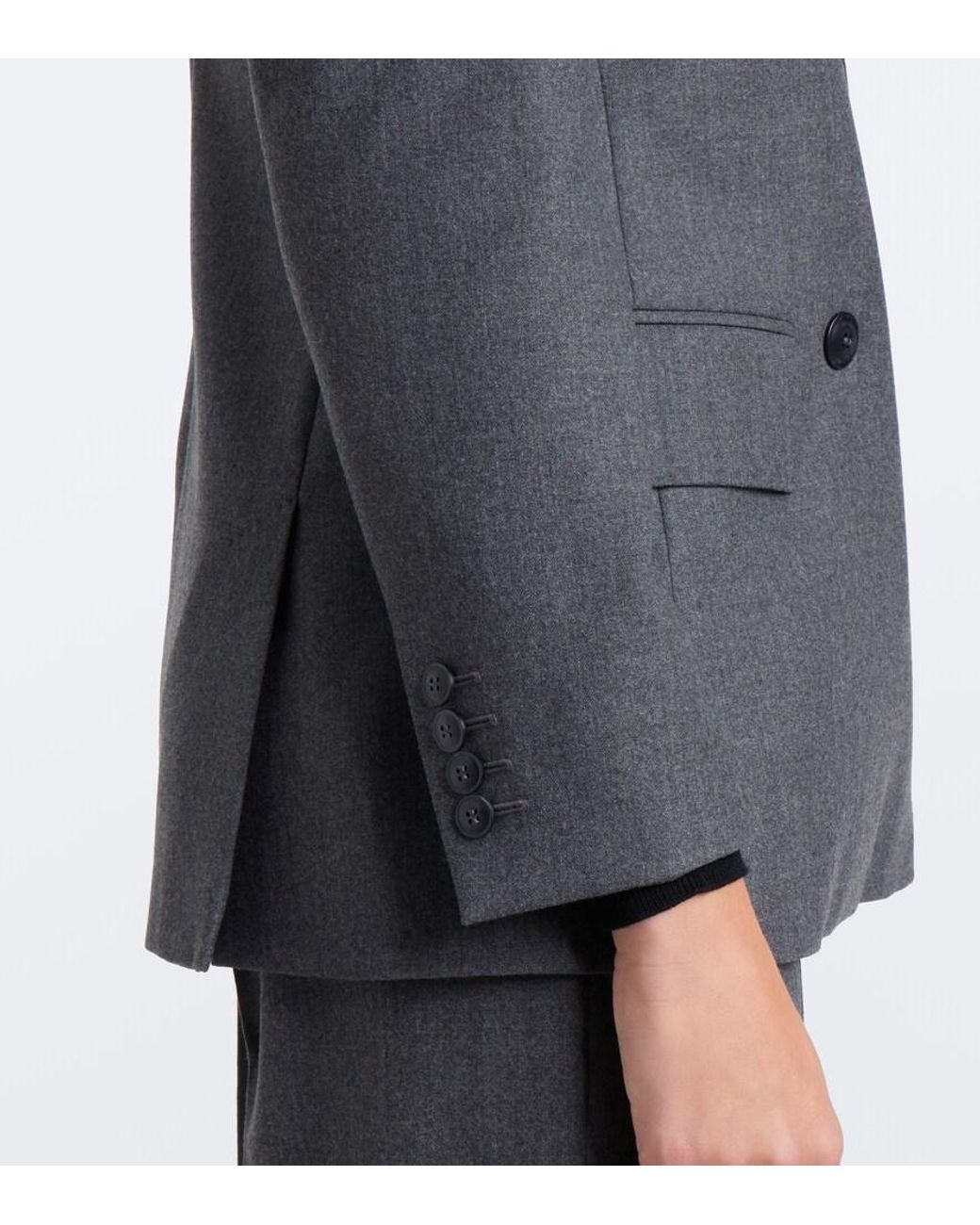 Max Mara Black Double-Breasted Wool-Blend Blazer