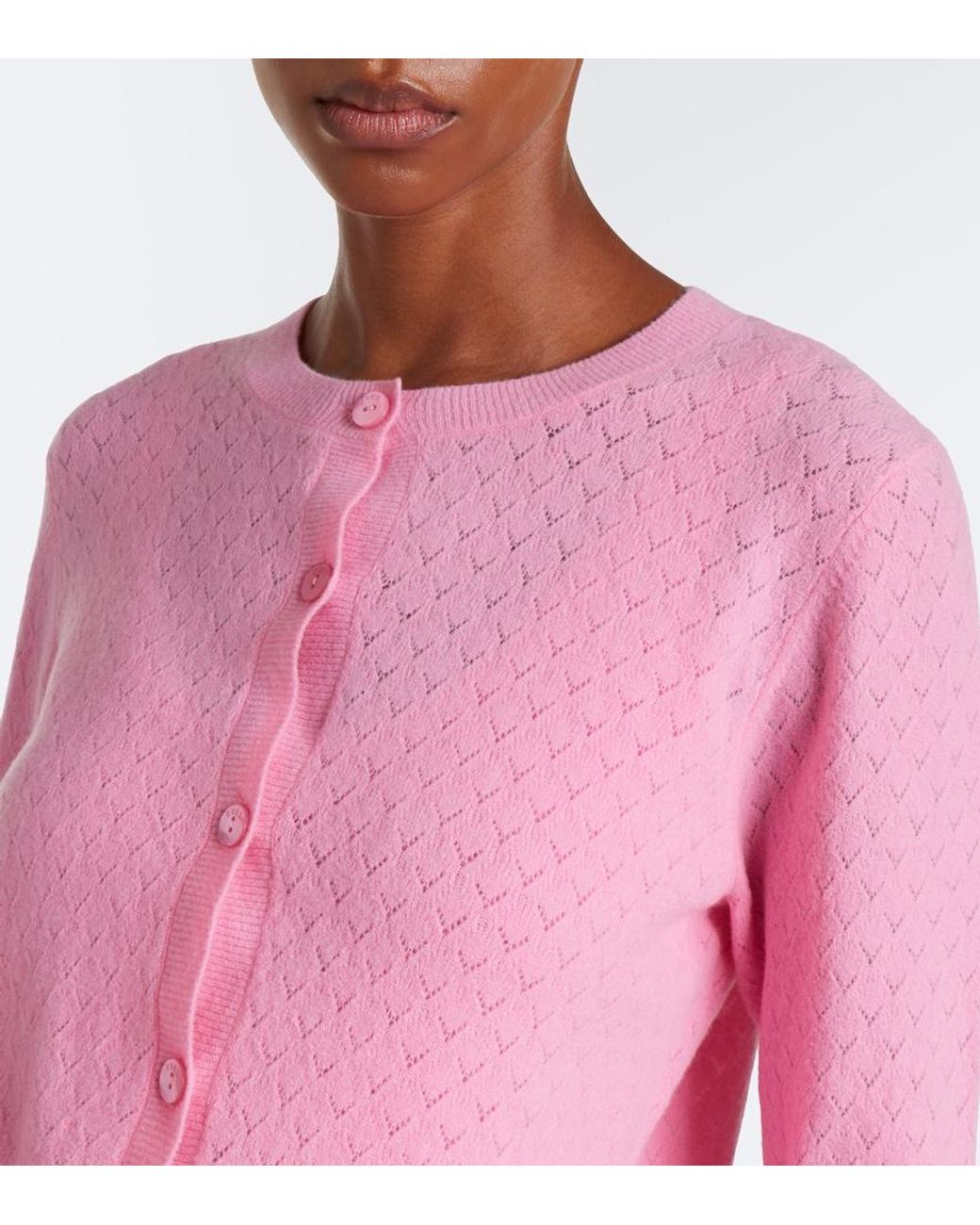 Eres Pink Sucrerie Pointelle Wool-Blend Cardigan