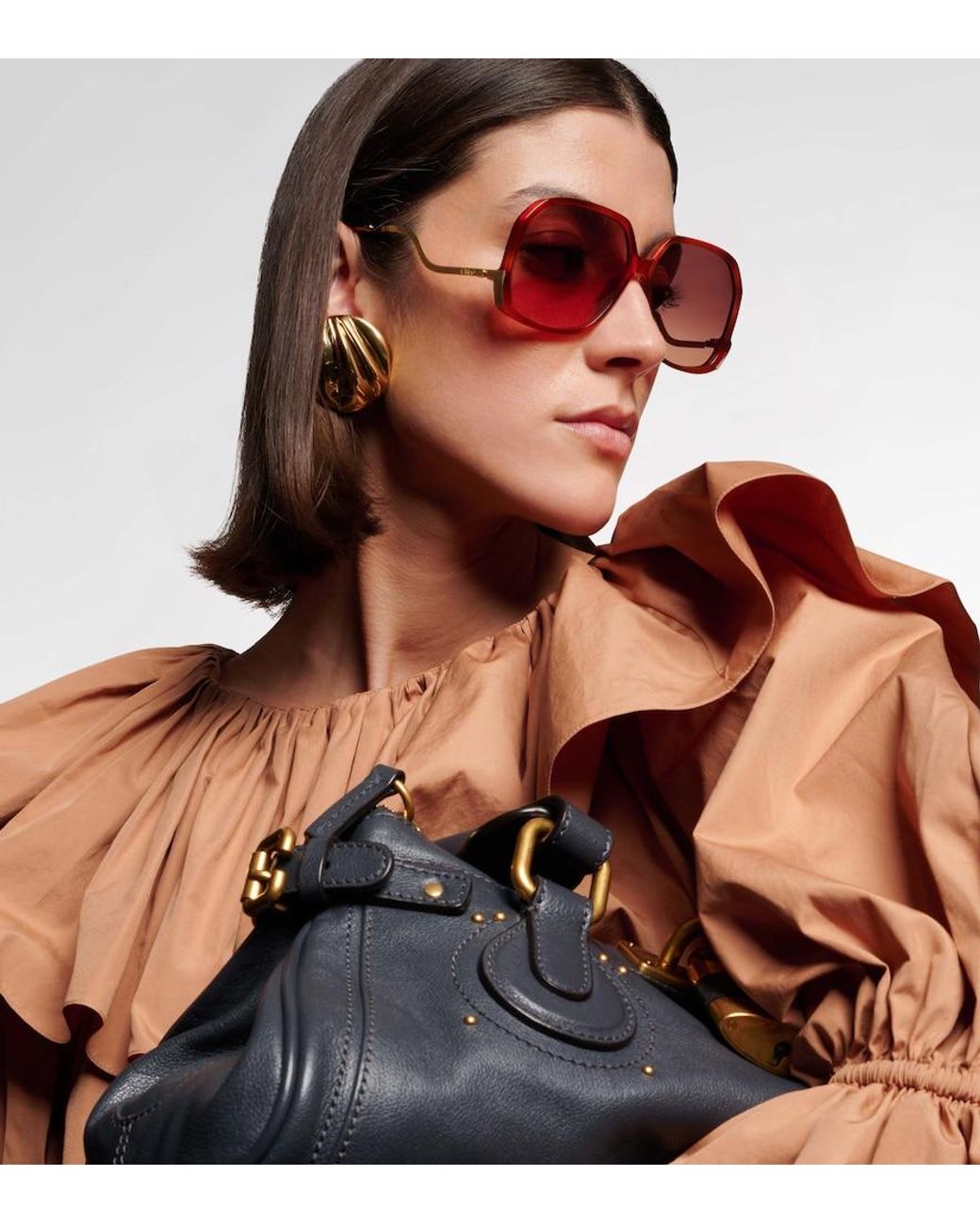 Chloé Pink Eckige Sonnenbrille Wavy