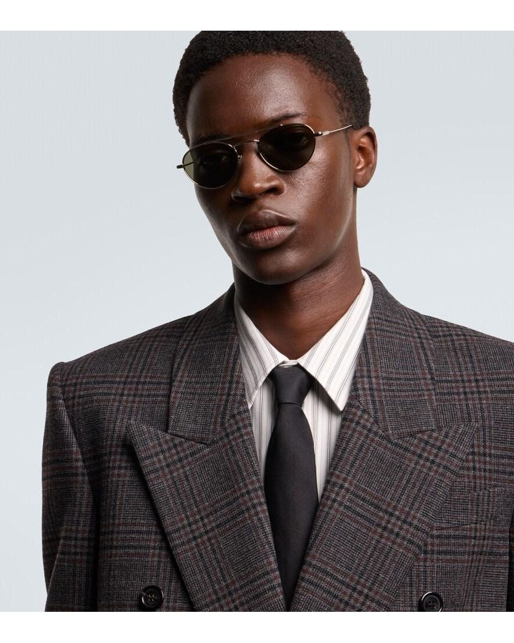 Saint Laurent Gray Sl 97 Aviator Sunglasses for men
