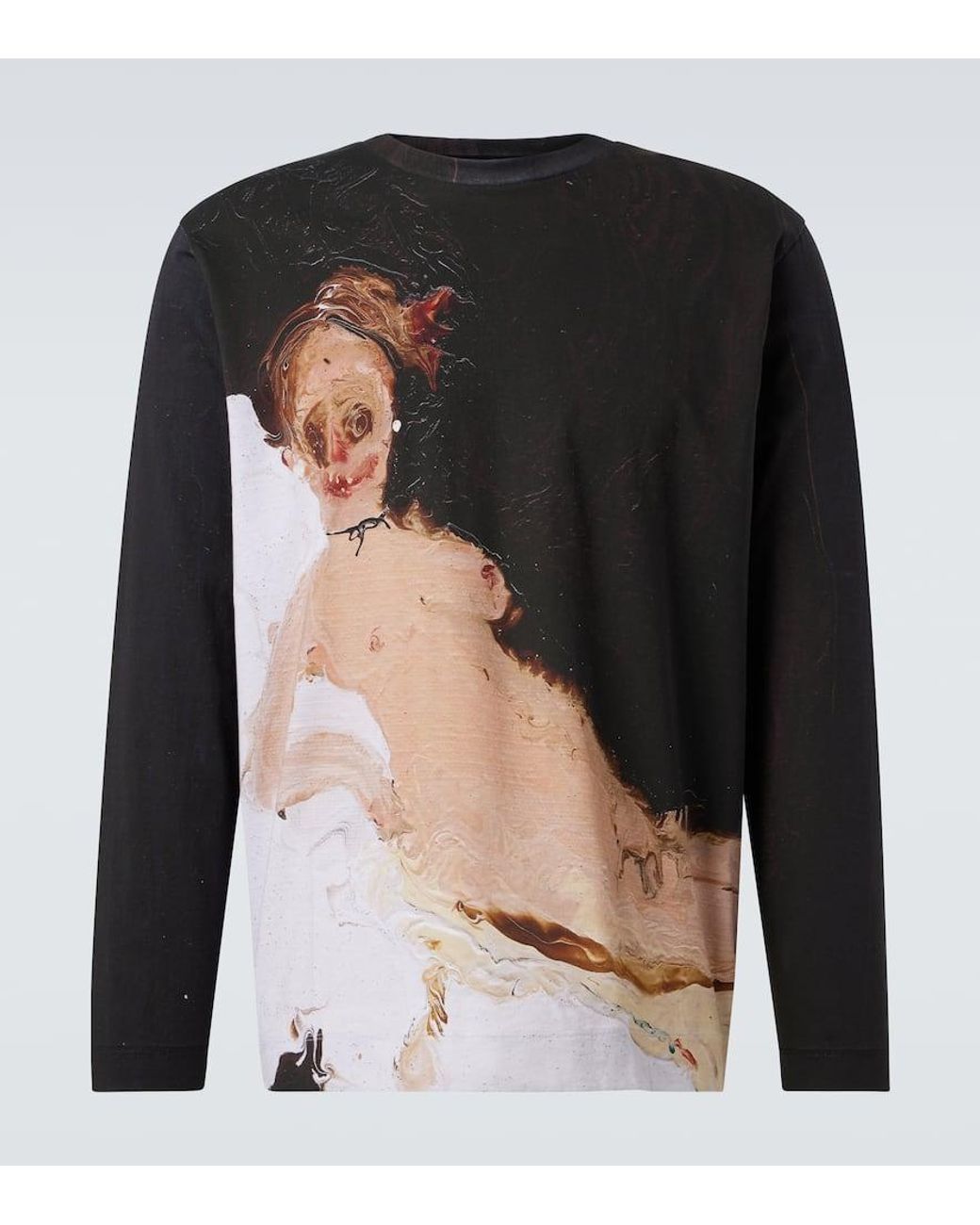 Simone Rocha Olympia Printed Cotton Jersey T-Shirt in Black for
