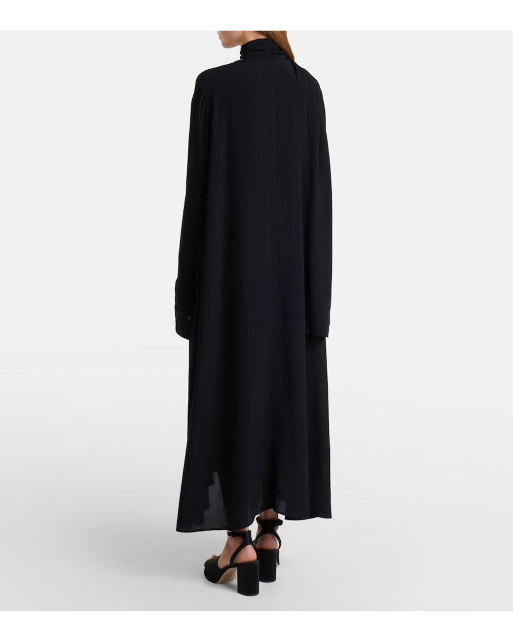 Totême Black Tie-Neck Maxi Dress