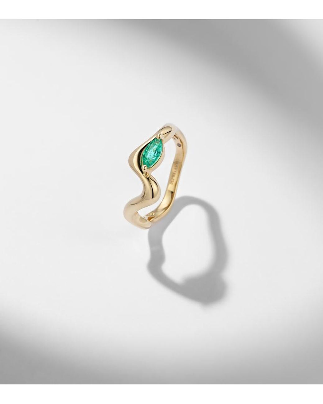 SHAY White 18Kt Ring With Emeralds