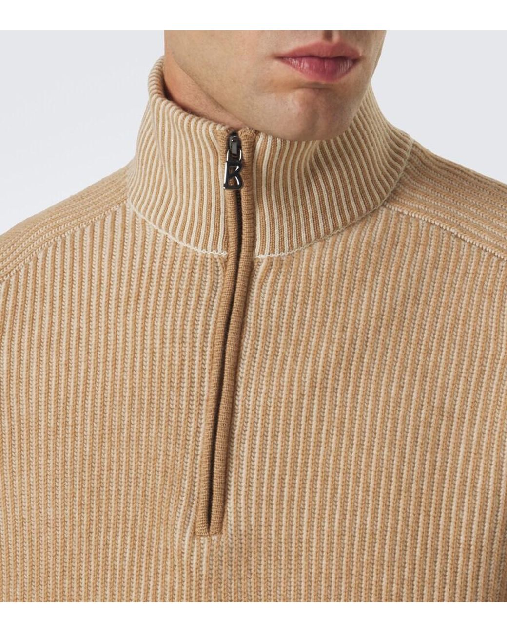 Bogner Natural Dwayne Wool And Cashmere Half-Zip Sweater for men
