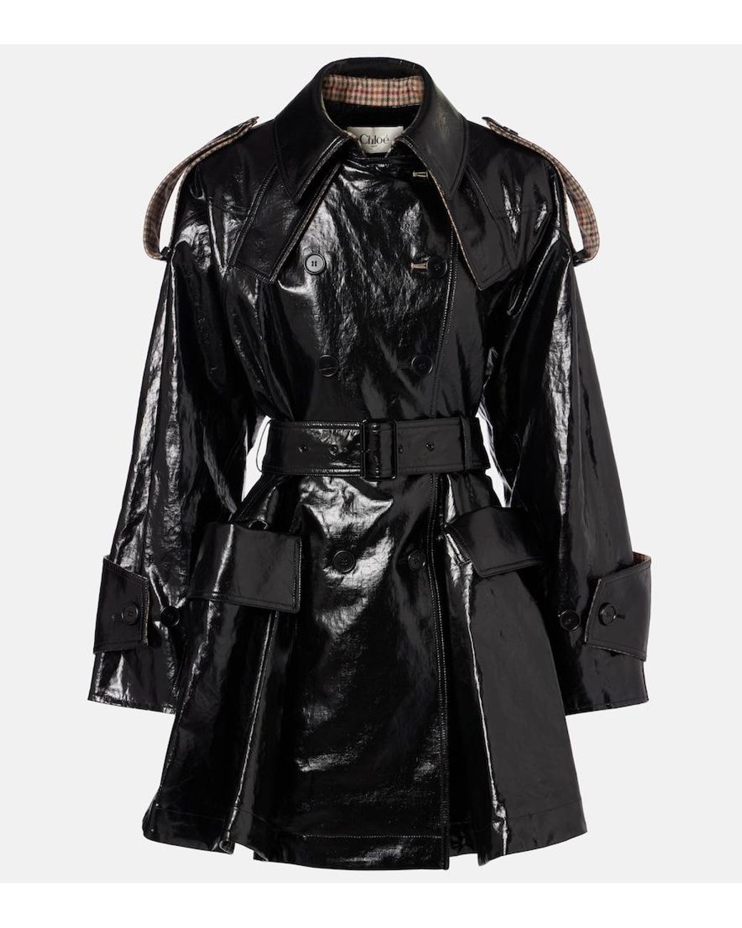 Chloé Black Belted Double-Breasted Linen Coat