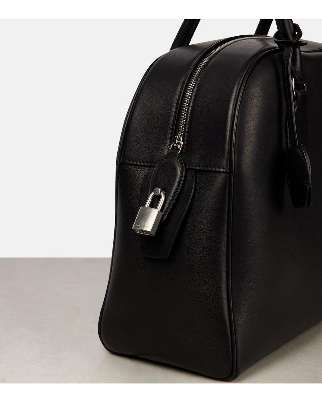 The Row Black India Medium Leather Tote Bag